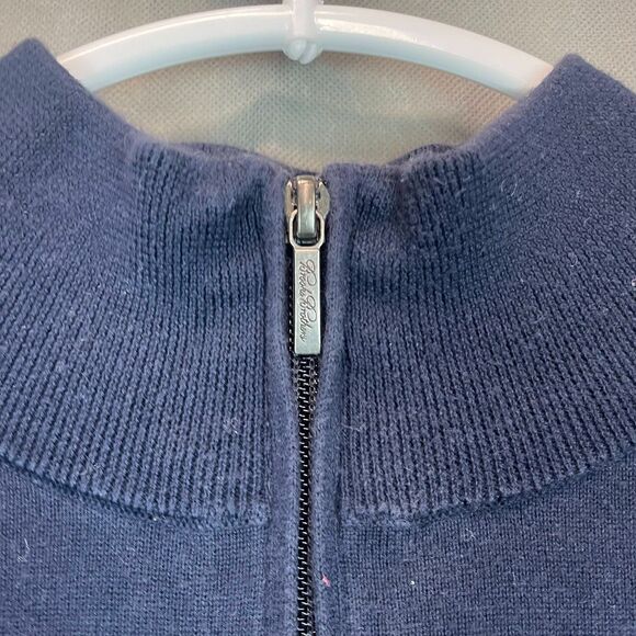Brooks Brothers Sweater Men XL Navy Blue Quarter Zip Pullover Long Sleeve Casual - Picture 3 of 7